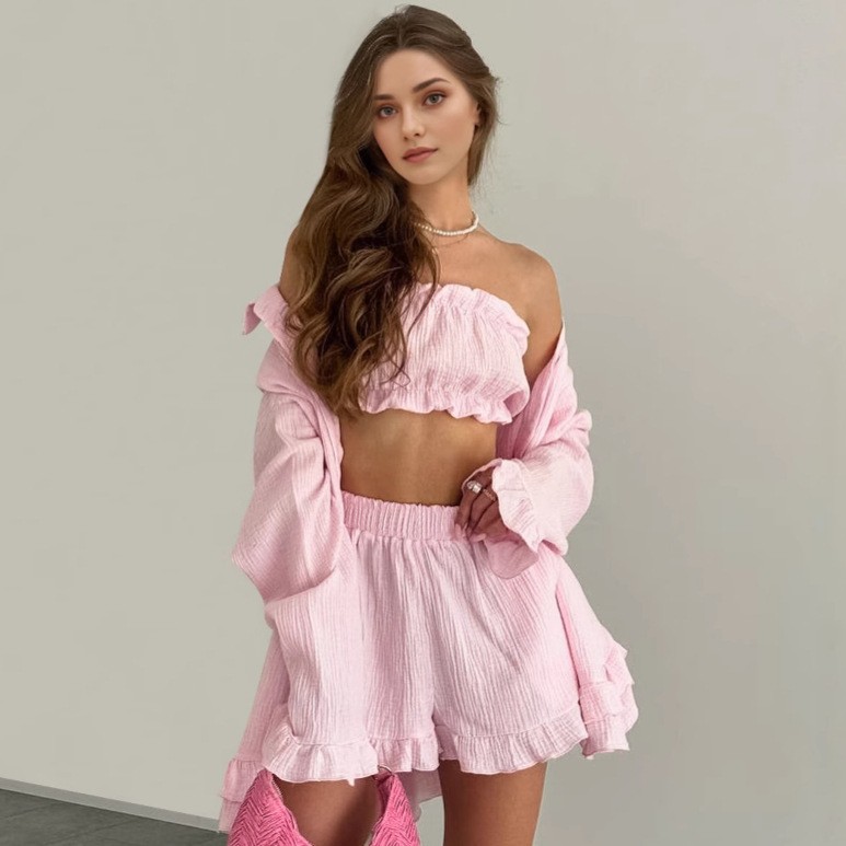 Loose Fit Three Set Long Sleev - Bathrobe ulasan dan harga