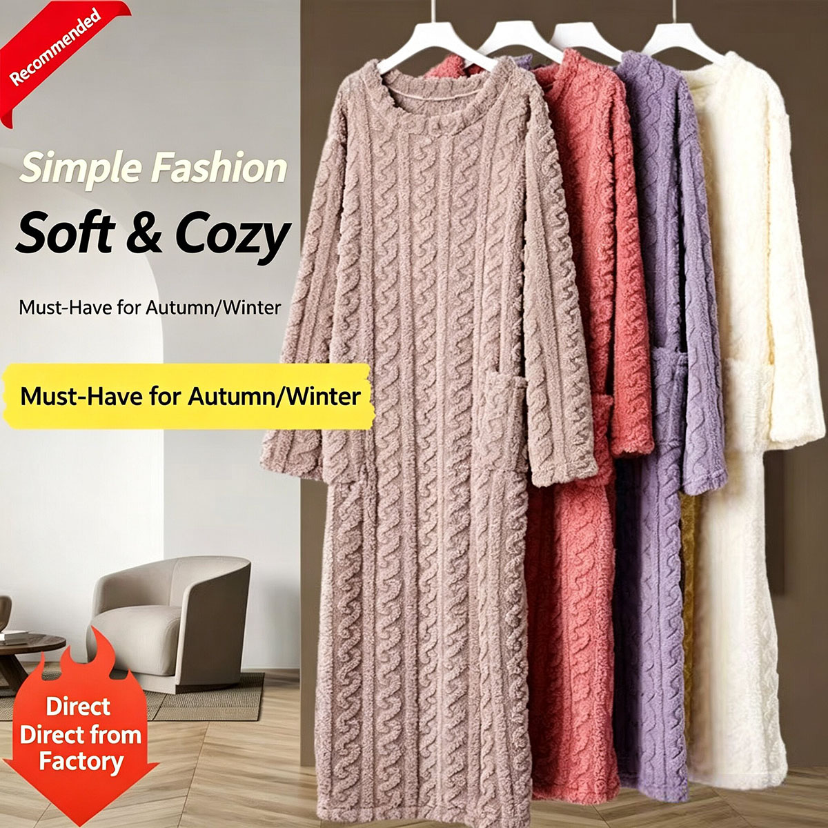 Winter Coral Velvet Nightgown, - Bathrobe ulasan dan harga